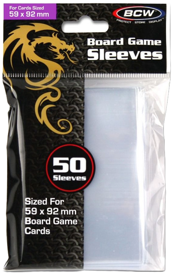 card sleeves 59mm x 92mm BCW Card Sleeves Standard European (59mm x 92mm) (50 Sleeves Per Pack) – Wizard's Arcane Tabletop Tavern