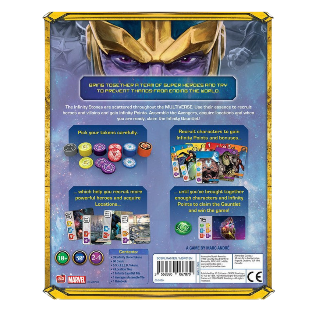Splendor Marvel Game box with superhero design and text on a white background