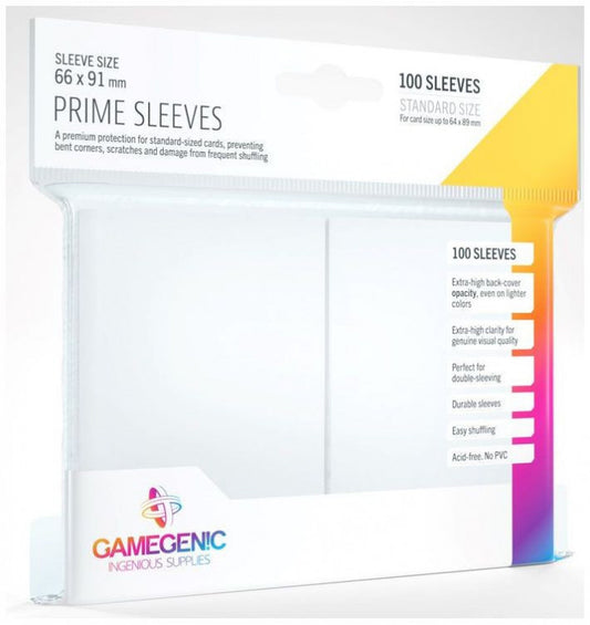 Gamegenic Prime Card Sleeves White 66mm x 91mm (100 Sleeves Per Pack)