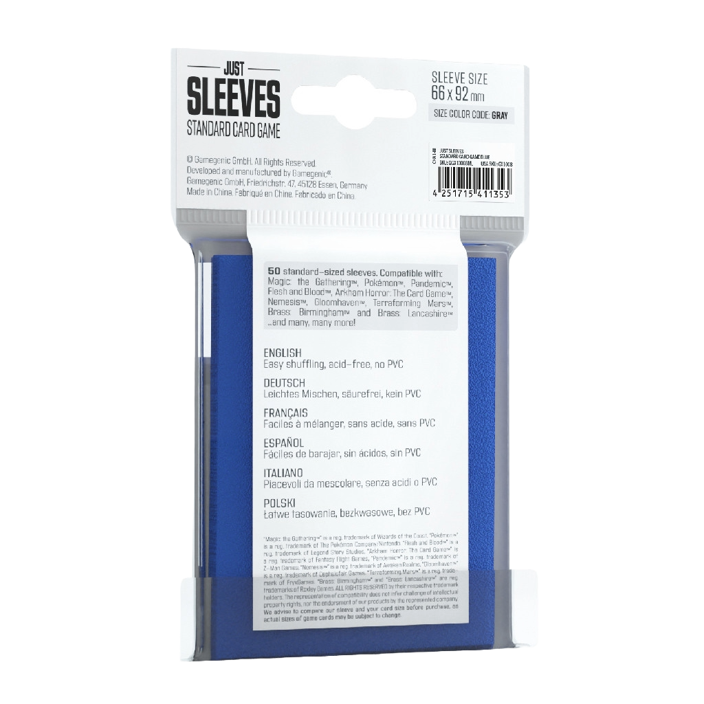 Game Genic Just Sleeves 66 mm x 92 mm Clear/Blue (50 Pack) - Wizard's Arcane Tabletop Tavern