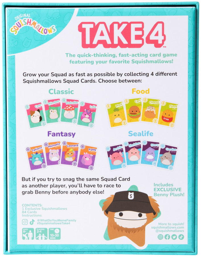 Squishmallows Take 4 Card Game - Wizard's Arcane Tabletop Tavern